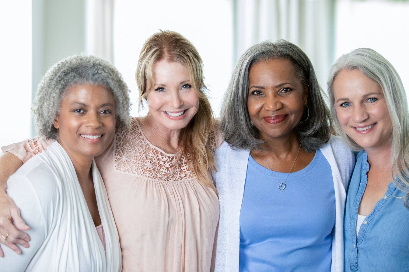 Diverse group of senior women